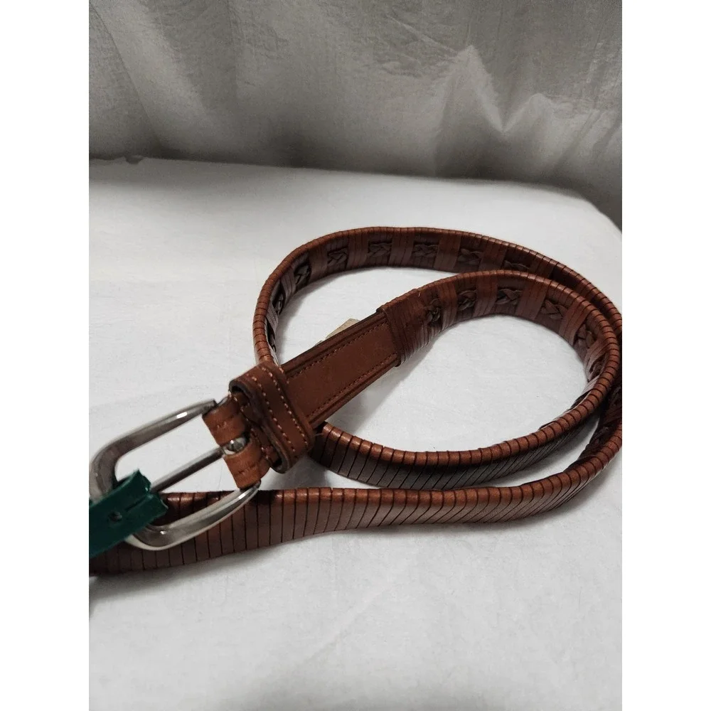New Vintage Men's Brown Braided 42 Leather Belt Boho Western GH BASS NWT